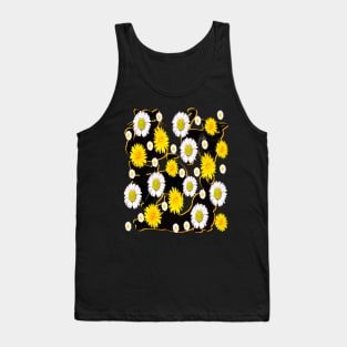 Black Cat silhouette on top of wildflowers feelings pattern black cats  among dandelions And daisies floral bright flowers of spring and summer Tank Top